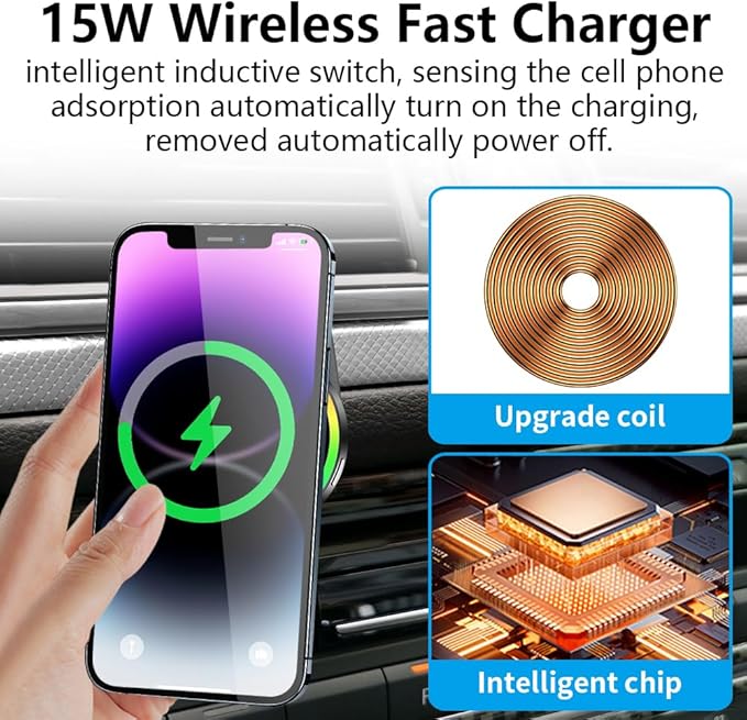 Car Magnetic Phone Mount for Audi A6 S6 A7 S7 RS6 RS7 2012 2013 2014 2015 2016 2017 2018 Auto Interior Accessories Best Cellphone Holder Fast 15W Wireless Charger Cell Phones Charging Stand