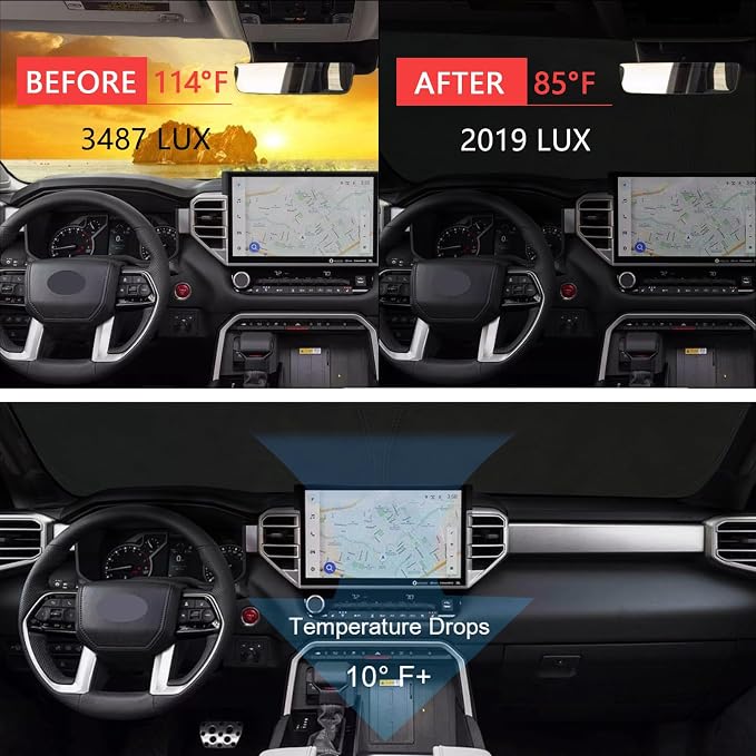 JDMCAR Dashboard Tray and Windshield Sun Shade Compatible with Toyota Tundra Accessories 2022 2023 2024