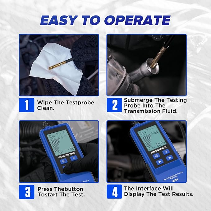 Transmission Fluid Tester Kit Gasoline & Diesel Gearbox Oil Diagnostic Tool High-Precision Diagnostic Analysis Tool with 31.5in Probe Transmittance/Temperature Testing, 2.8in Display (4 Batteries)