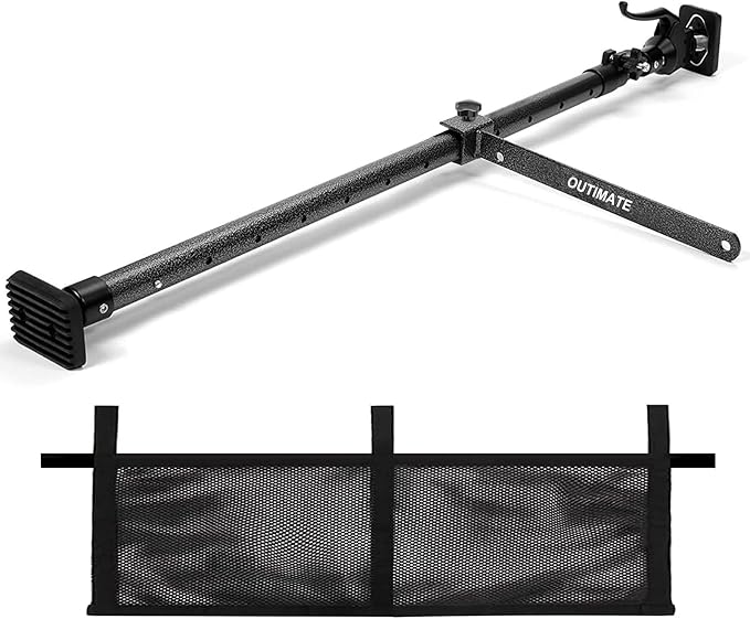 Cargo Bar for Pickup Truck Bed Expands from 40 to 70 in with 200 LB Bearing Capacity, Comes with 1 Cargo Net Organizer, 1 Divider Bar