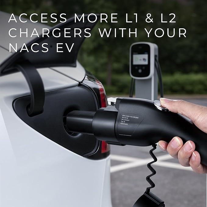 Lectron J1772 to NACS EV Charging Adapter 80A (240V) – Compatible with Tesla Model S/3/X/Y/Cybertruck and All NACS Electric Vehicles - UL 2252 Certified (Black)