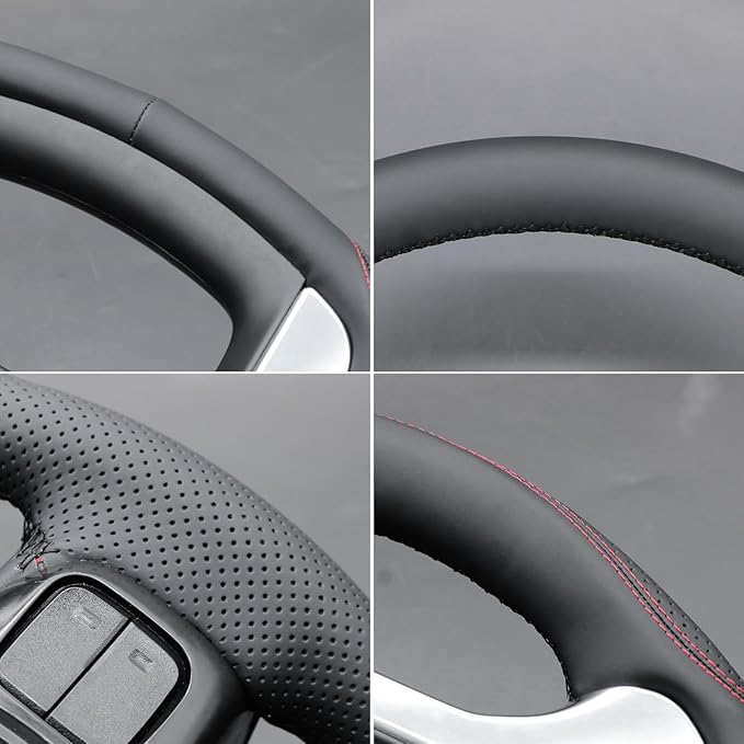 MEWANT Hand Stitch Steering Wheel Cover for Chevy Silverado 1500 Blazer Suburban Tahoe Real Leather Steering Wheel Wrap