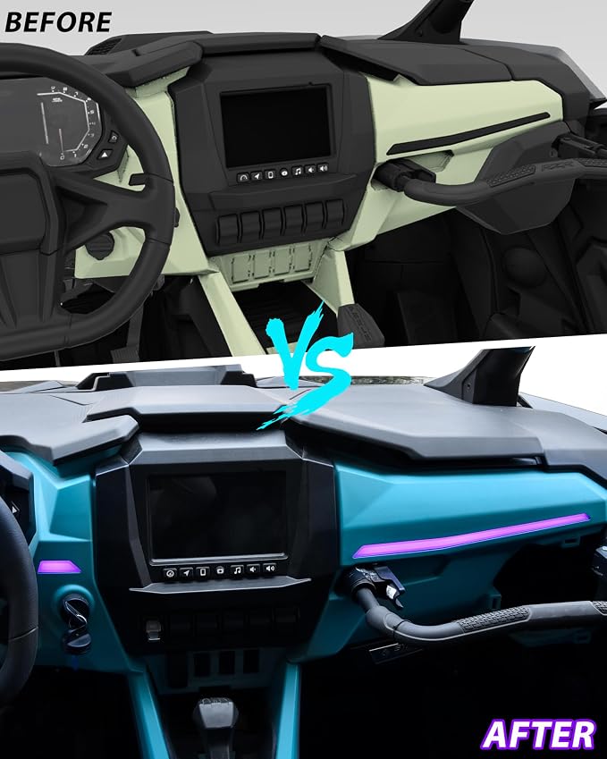 SAUTVS Purple LED Dash Light Assembly for Polaris RZR PRO XP/R/S 2025 2026 Accessories, IP67 Waterproof ABS Material (Replace OEM #2418039, #2418040)