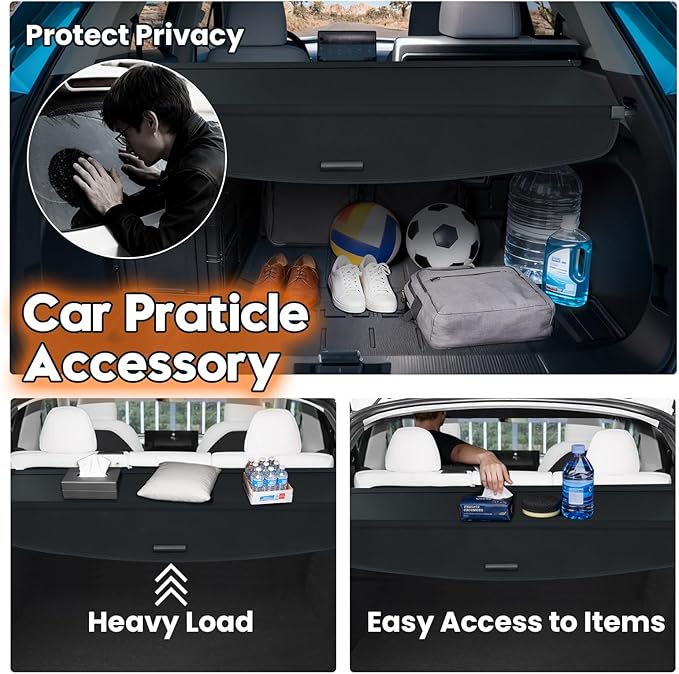 Powerty Retractable Cargo Cover for Honda Prologue/Chevy Blazer EV 2024-2026 (Not for Blazer), Canvas Texture Trunk Cover Privacy Screen Rear Security Shade for Prologue/Blazer EV Accessories