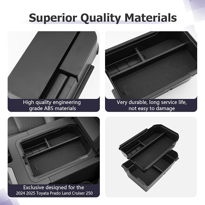 LUWU Land Cruiser 2024 2025 2026 Center Console Organizer 2PCS 2026 Land Cruiser 1958/Base LC250 Accessories Armrest Box Armrest Organizer Tray (NOT for First Edition Cool Box Chilled Center Console)