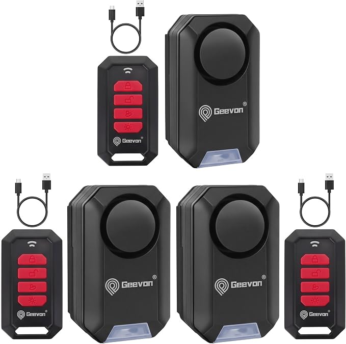 Geevon Bike Alarms for Ebikes,2+1Pcs Wireless Bike Alarm with Remote,135dB Anti-Theft Bicycle Motorcycle Alarm Wireless Security Sensor Alarms, IPX5 Waterproof