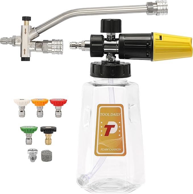 Tool Daily Pressure Washer Foam Cannon with Dual-Connector Accessory, Pressure Washer Spray Nozzle Tips with Nozzle Holder