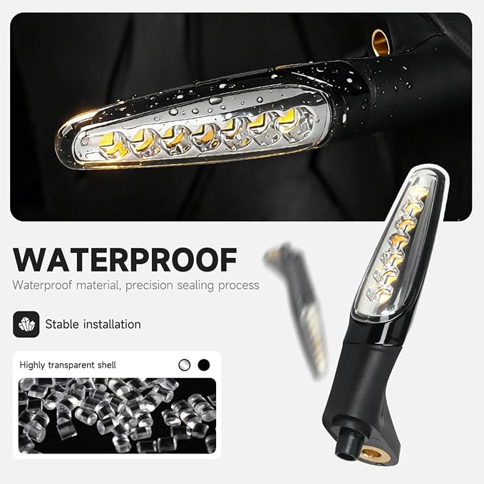 2PCS Motorcycle Flowing Turn Signal Lights LED Indicator for Street Triple S 660cc / Street Triple R RS/Speed Triple 1200 RS/Tiger 765 900 Front and Rear Universal Turn Signal Lamps