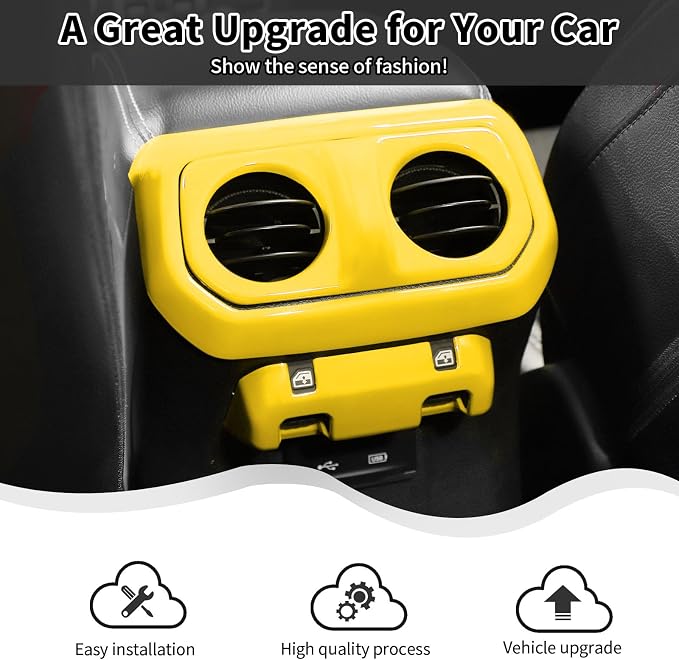 6PCS Interior Trim Kit Fit for 2018-2024 Jeep Wrangler JL JLU & Jeep Gladiator JT,Center Console Rear Outlet Window Switch 4W Drive Gear Shift Cup Holder Trim Cover(Yellow)