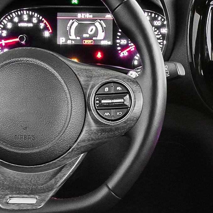 Steering Wheel Trim Cover Compatible with Kia Soul GT 2020-2026 Accessories (Wood Grain)