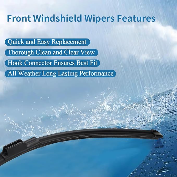 Windshield Wiper Blades for 2024 2025 2026 Mazda CX-90 CX90 CX-70 CX70-26" + 17" Front + 12" Rear Wipers Set of 3, Premium All-Weather Beam Blade Replacement Kit