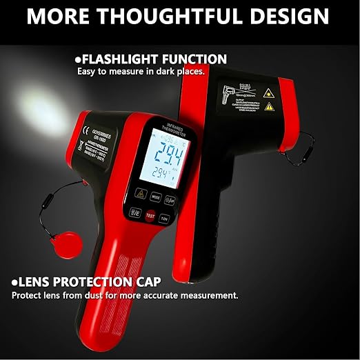 Pyrometer, 30:1 Industrial Infrared Thermometer Gun Rechargeable, -58℉~2912℉ High Temp Waterproof Digital IR Laser Temperature Gauge (NOT for Human)