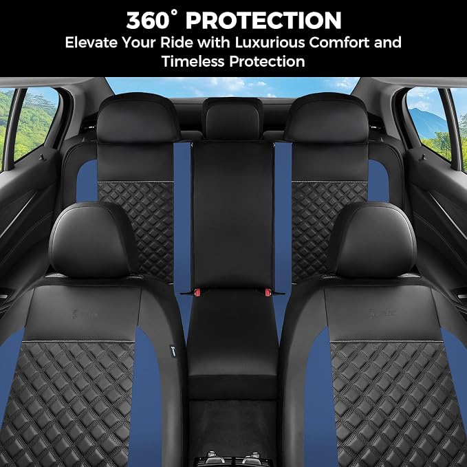 FLORICH Seat Covers, Atomutive Seat Covers Full Sets, Waterproof Seat Cover for Cars, Luxury Leather Universal Seat Cover Accessories Fit for Most Cars SUV Truck Sedans(Blue)