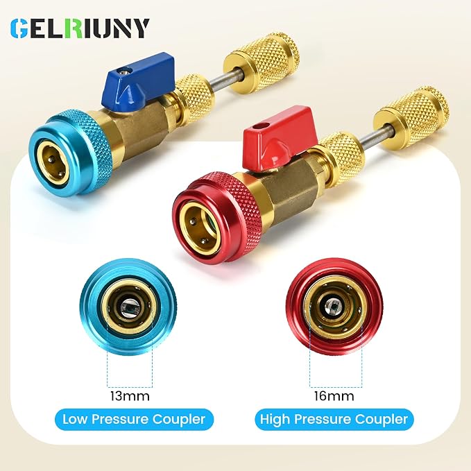 R134a R1234YF R22 AC Valve Core Remover Tool Kit, with 6 Pcs Valve core and 8 Pcs O-Ring Rubber Seal, for Automotive and Home Air Conditioning Systems(AC R22 R134a R1234YF)
