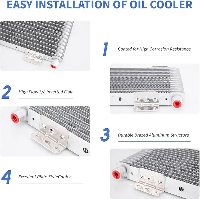 40k Transmission Oil Cooler LPD47391, Heavy Duty 40,000 GVW Max, Low Pressure Drop, Compatible with Tru-Cool,Includes Mounting Hardware-Ideal for Heavy Vehicles,40,000 GVW transmission cooler (Silver)