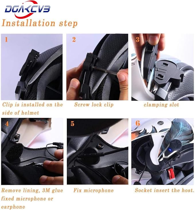 Motorcycle Bluetooth Headset, BT-S3 Bluetooth 5.0 1000M Helmet Intercom Headset up to 3 Riders for Ski/ATV/Dirt Bike/Racing/Climbing(Dual)