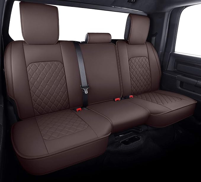 Aierxuan Car Seat Covers for Dodge Ram Custom Fit 2009-2026 1500, 2010-2026 2500/3500 Crew Quad Regular Cab Heavy Duty Truck Pickup Waterproof Leather with Split Bench 40/60(Full Set/Brown)