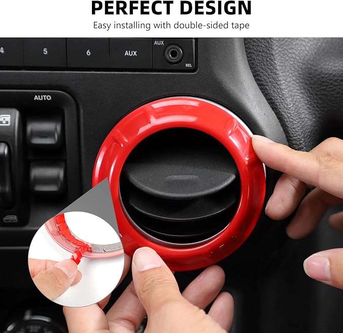 RAZPOY JK 18PCS Interior Trim Kit, Steering Wheel Trim & Gear Shift Cover Air Conditioning Vent Trim Compatible with 2011-2017 Jeep Wrangler JK 4-Door, Red