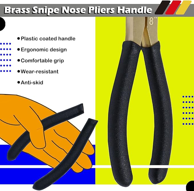 WEDO 2-Piece Brass Pliers Set - 8" Bent & 45-Degree Bent Long Nose Pliers, Non-Slip Handle, 200mm