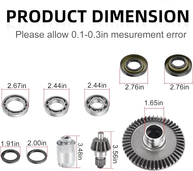 Rear Differential Ring Pinion Gear Bearing Seal Kit & Nut Tool for Honda Rancher 350 400 TRX350 FE FM TE TM TRX400 FA FGA 2000-2007