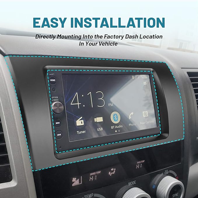 NuIth Matt Double DIN Radio Dash Kits for Toyota 2007-2013 Tundra/2008-2022 Sequoia, Double Din Mount Housing Bracket Installation Trim Bezel Kit Installation Aftermarket Stereo (Dash Kit)