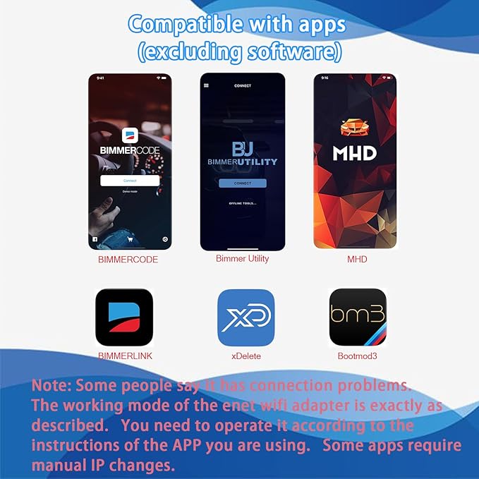 Bootmod3 OBD WiFi Adapter for BMW F/G/I Series,Enet WiFi Adapter Compatible with BimmerCode,Bimmerlink,Bimmergeeks,MHD,Ethernet to OBD2 Diagnostic&Coding Tool,Work with iOS,Android,Windows