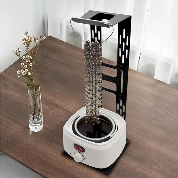Bicycle Chain Wax Melting Pot, Waxing Melter with Precise Temperature Control, 17oz for 90-120 Links Bike Chain, Quick Melting and Bicycle Chain Cooling Hanger Stand