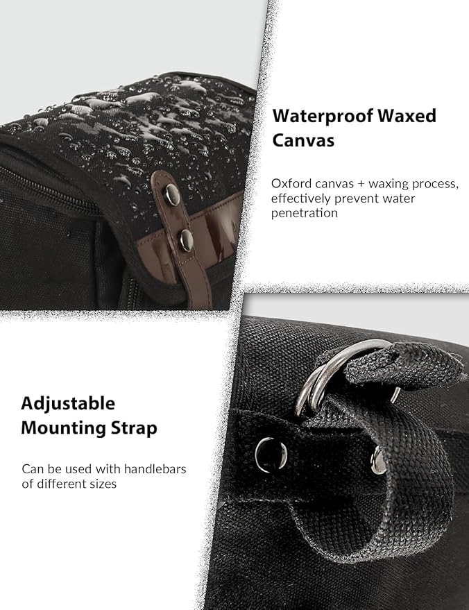 Motorcycle Tool Bag Vintage Saddle Bag Motorcycle Fork Bag Canvas Sissy Bar Bags Handbar Bag for Bike Large Capacity Waterproof Storage Bag for Powersports Cameral Bag for Men&Women