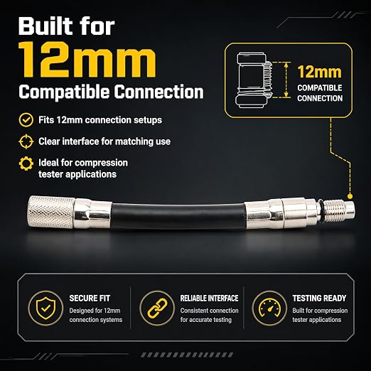 5608 Compression Tester 12mm Adapter Compatible with 2008 and Newer Ford 4.6L 5.4L 6.8L 3-Valve Engines with 12mm Spark Plug, Engine Cylinder Compression Test Adapter