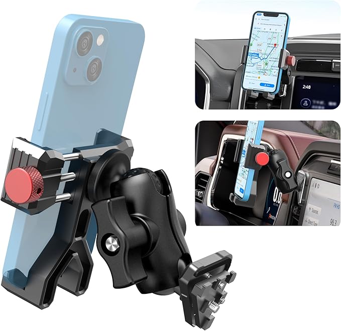 EASEORD Aluminum Vent Phone Mount Compatible with Ford F150 (2021-2025), F-250/F-350 (2023-2024), F150 Lightning XL & PRO，Metal Phone Holder with 360 Rotation for iPhone, Android, Samsung & All Phones