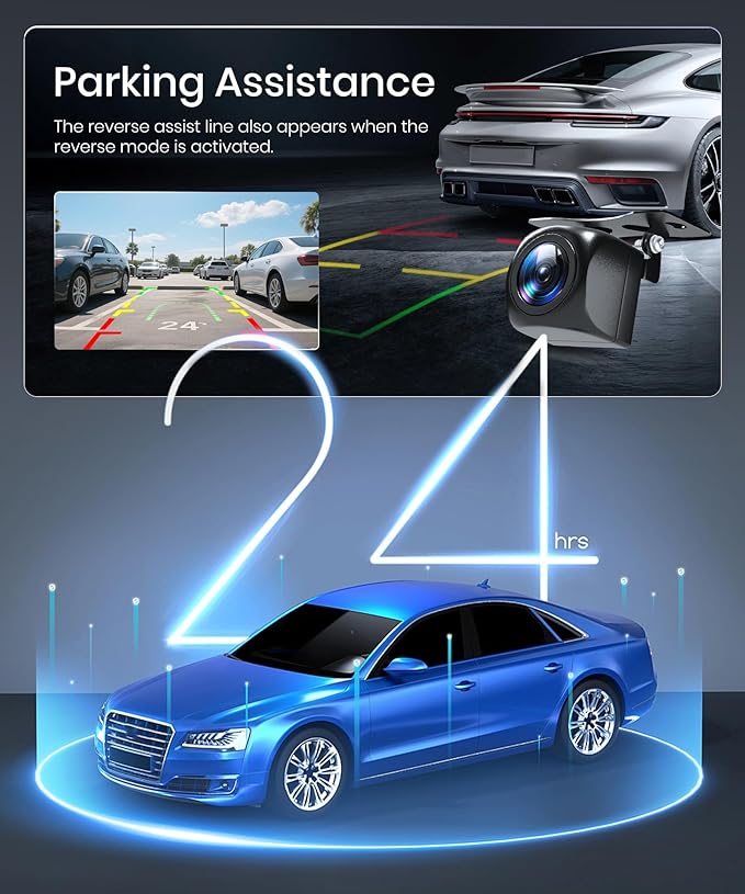 2K Dash Cam 360° View 4 Channel Front and Rear Dash Camera for Cars, 3x1080P, Left Right Dash Camera for Cars, 8 IR Lamps Night Vision, WiFi & APP Control, G-Sensor, 24H Parking Mode