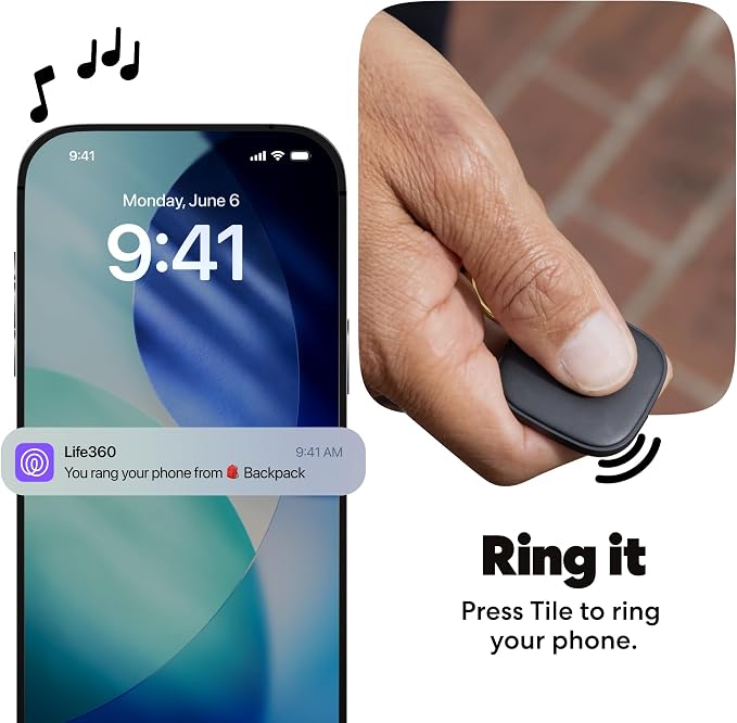 Life360 Tile - Bluetooth Tracker, Keys Finder and Item Locator for Keys, Bags and More. Phone Finder. Both iOS and Android Compatible. 2-Pack (Black)