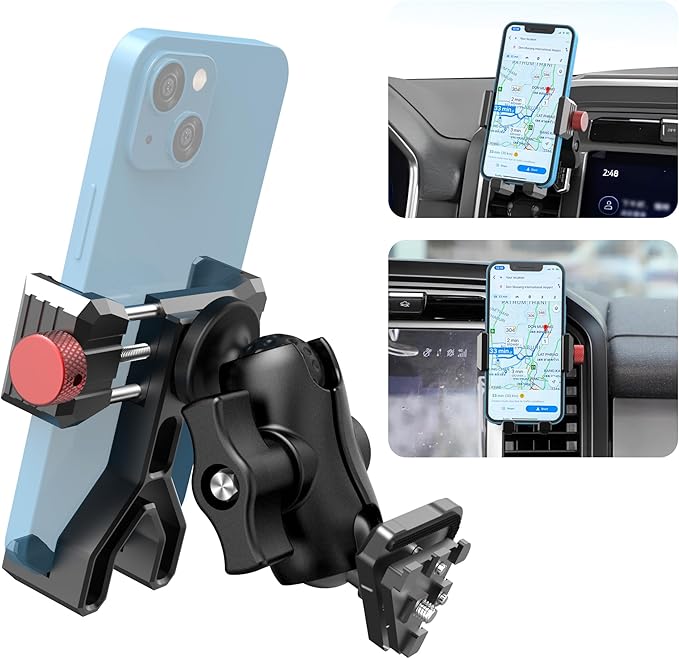 Upgraded Aluminum Vent Phone Mount for Ford F150 2021-2024, Ford F-250/F-350 2023-2024, F-150 Lightning XL&PRO, 360° Rotation Metal F150 Vent Phone Holder, No Shake Off-Road Stable for all Smartphones