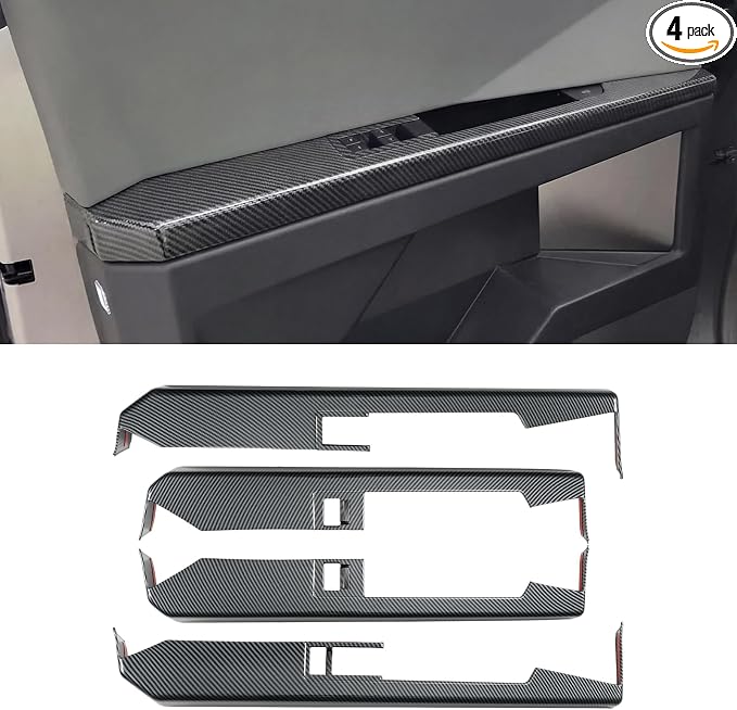 Carbon Fiber Window Lift Switch Panel Cover Compatible with Tesla Cybertruck 2024-2026