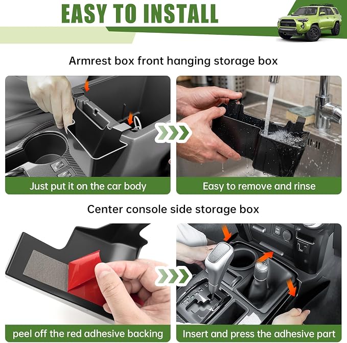 Center Console Organizer for 2010-2024 Toyota 4Runner Upgraded Hanging Armrest Box Extra Storage Gear Shift Side Tray for 4 Runner Interior Accessories(Fit 10-24/Hanging+Shifter Organizer)
