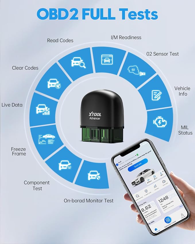 XTOOL AD20 Pro OBD2 Scanner for iPhone & Android: 2025 Enhanced Check Engine Fault Car Code Reader, Universal Car Diagnostic Tool with All System Scan, Oil Reset, Battery Test, Performance Test