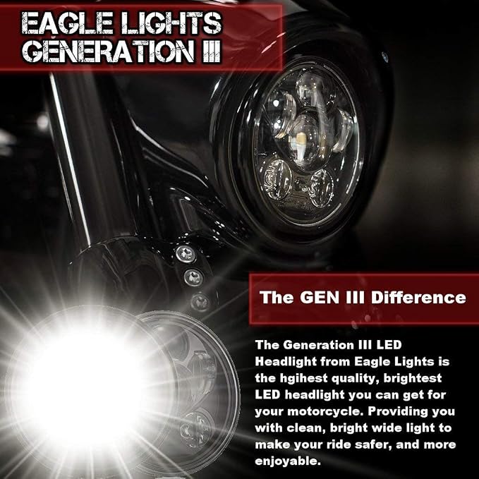 Eagle Lights 8900CG3-SCOUT Indian Scout Motorcycle Headlight Kit, Fits 2014+ Scout 60, Scout and Bobber, Chrome
