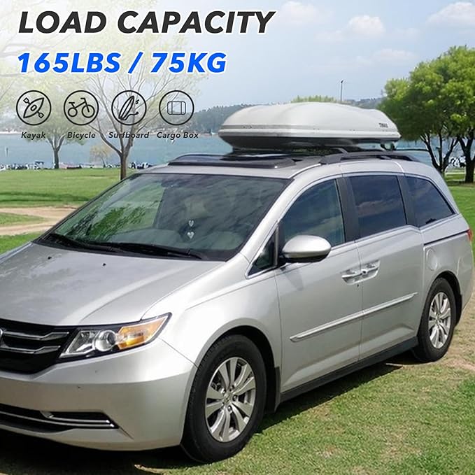 Roof Rack Kit Cross Bars Side Rails Fit for Honda Odyssey 2011 2012 2013 2014 2015 2016 2017, Rooftop Luggage Rack Roof Side Rail Crossbars, Load-Bearing Capacity 165 pounds, Black(4Pcs)