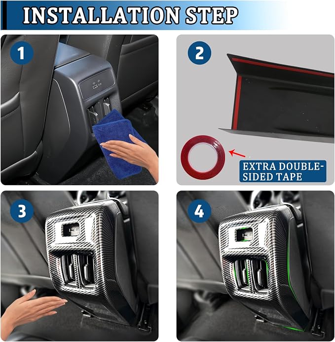 Rear Air Condition Vent Outlet Cover Anti Scratch Rear Center Air Vent Trim Decorative Auto Interior Accessories Kit ABS Material Imitation Carbon Fiber Pattern for Chevrolet Trax 2023-2026
