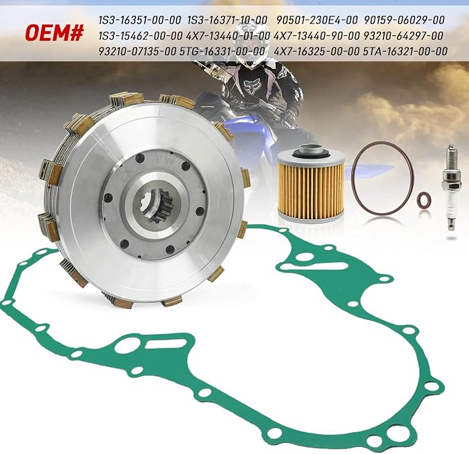 Clutch Kit & Friction Steel Plate for Yamaha Raptor 700 R 700R 2006-2024, Clutch Assembly OEM# 1S3-16351-00-00 1S3-16371-10-00