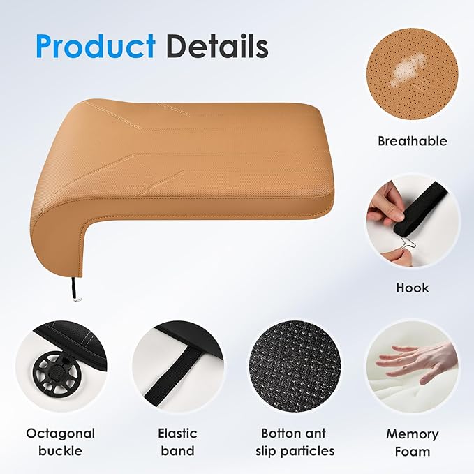 FLORICH Car Seat Extender Leg Extender Support Cushion for Driver Seats Office Chair, Leather Carseat Leg Support for Long Drivers Universal Car Seat Cushion Legs Rest Pads-Beige Brown