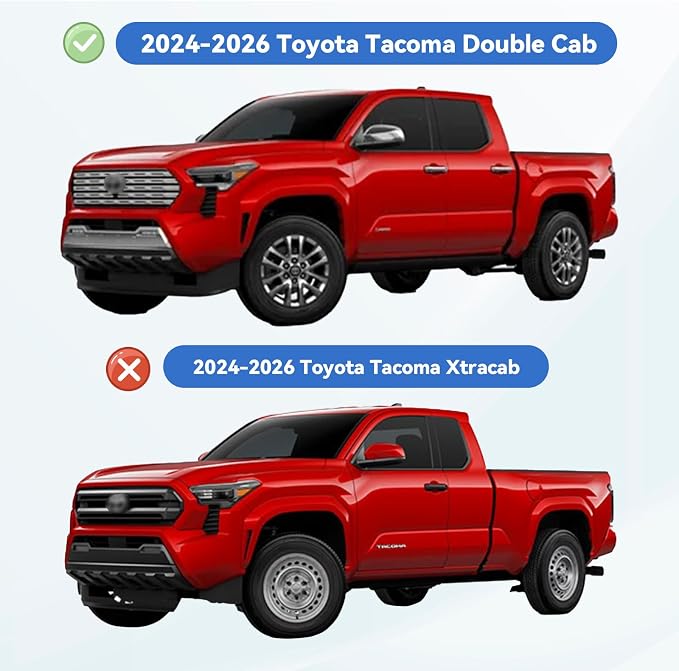 Window Visors Rain Guards for 2024 2025 2026 Toyota Tacoma Double Cab, Out-Channel Window Vent Wind Deflectors Visors Shades for 24 25 26 Tacoma 4 Full-Size Cab