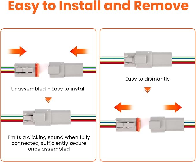 2 Sets Deutsch 6 Pin Connector Kit - Waterproof Electrical Connectors 18 AWG, IP67 Automotive Wire Connectors (Male & Female) for Car, Truck, Boat