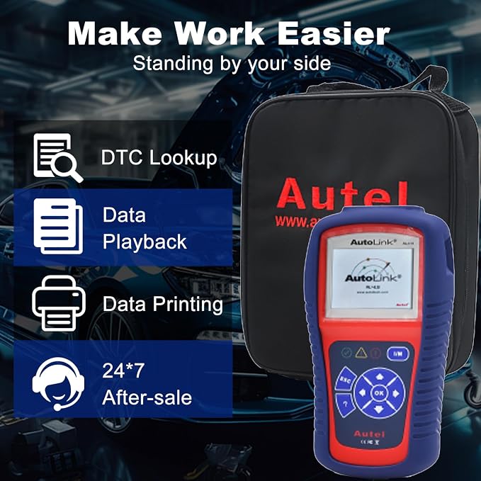 Autel AutoLink AL419 Vehicle OBDII/CAN Code Reader TFT Color Display Clears Codes and resets Monitors Views Freeze Frame Data DTC Definitions VIN