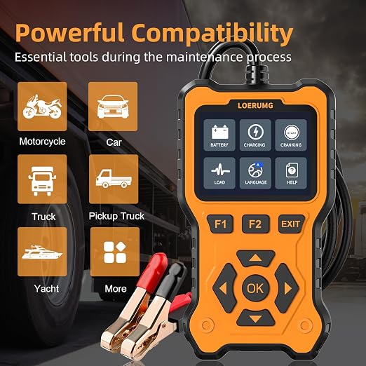 Car Battery Tester 12V 24V Load Tester,100-2000CCA Automotive Alternator Tester Battery Analyzer Digital Charg System Scan Tool Crank System Tester for Truck Marine Motorcycle SUV Boat.