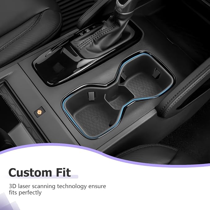 LUWU 2025 2026 Frontier Center Console Cup Holder Compatible with 2022 2023 2024 2025 2026 Nissan Frontier Premium TPE Cup Holder Spill-Proof, Easy Install & Clean, Black Interior Accessories