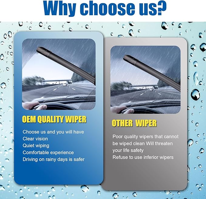26"+16" Windshield Wipers With 11" Rear Wiper Blade Sets Automotive Replacement for Hyundai Santa Fe 2019-2023,Easy For Installation (Pack of 3)