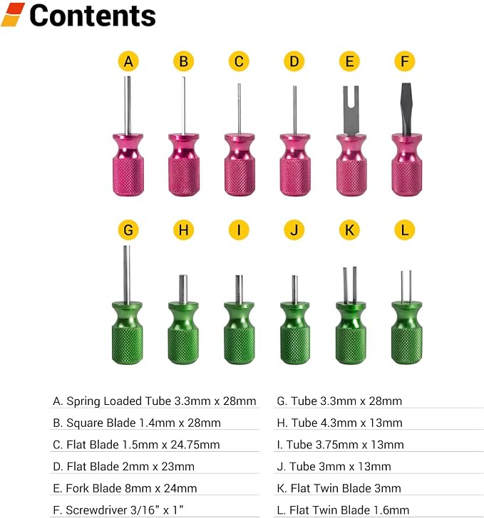 EWK 12 Pcs Universal Automotive Wire Electrical Terminal Removal Tool Kit, Depinning Tools for Electrical Connectors & Wire Terminals, Ideal for Mechanics and DIYers