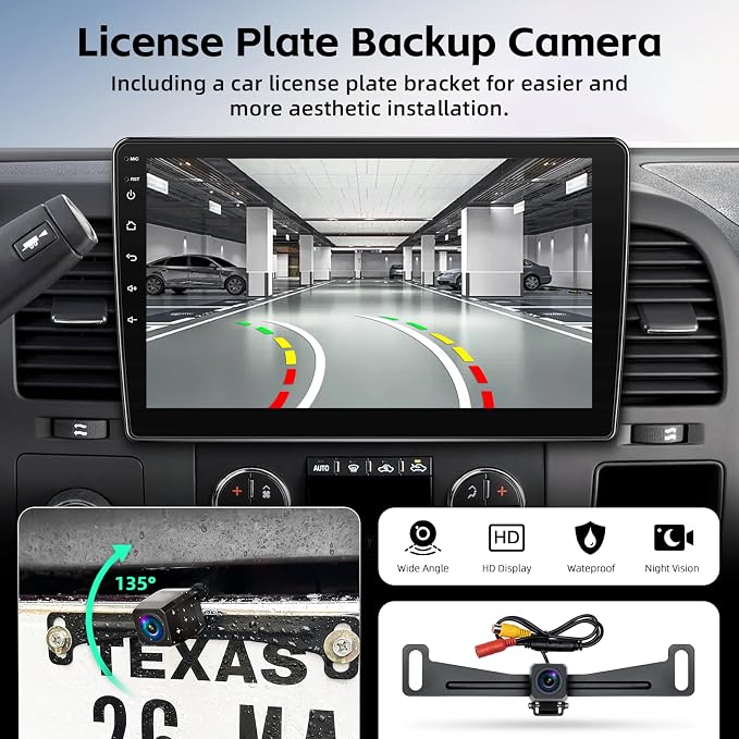 Car Stereo Radio Upgrade for Chevy Silverado 2007-2013 Tahoe GMC Sierra Yukon Replacement Android 15 Head Unit with 10 Inch Touch Screen CarPlay Android Auto Backup Camera(2+64G)