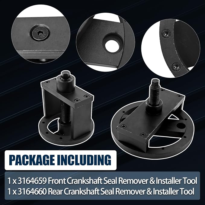 3164659 3164660 Front & Rear Crankshaft Seal Remover & Installer Tool Kit, Compatible with Cummins 1989-2016 4BT 3.9L B Series 5.9L ISB 5.9L 6.7L QSB 5.9L 6.7L Paccar Engines PX-6